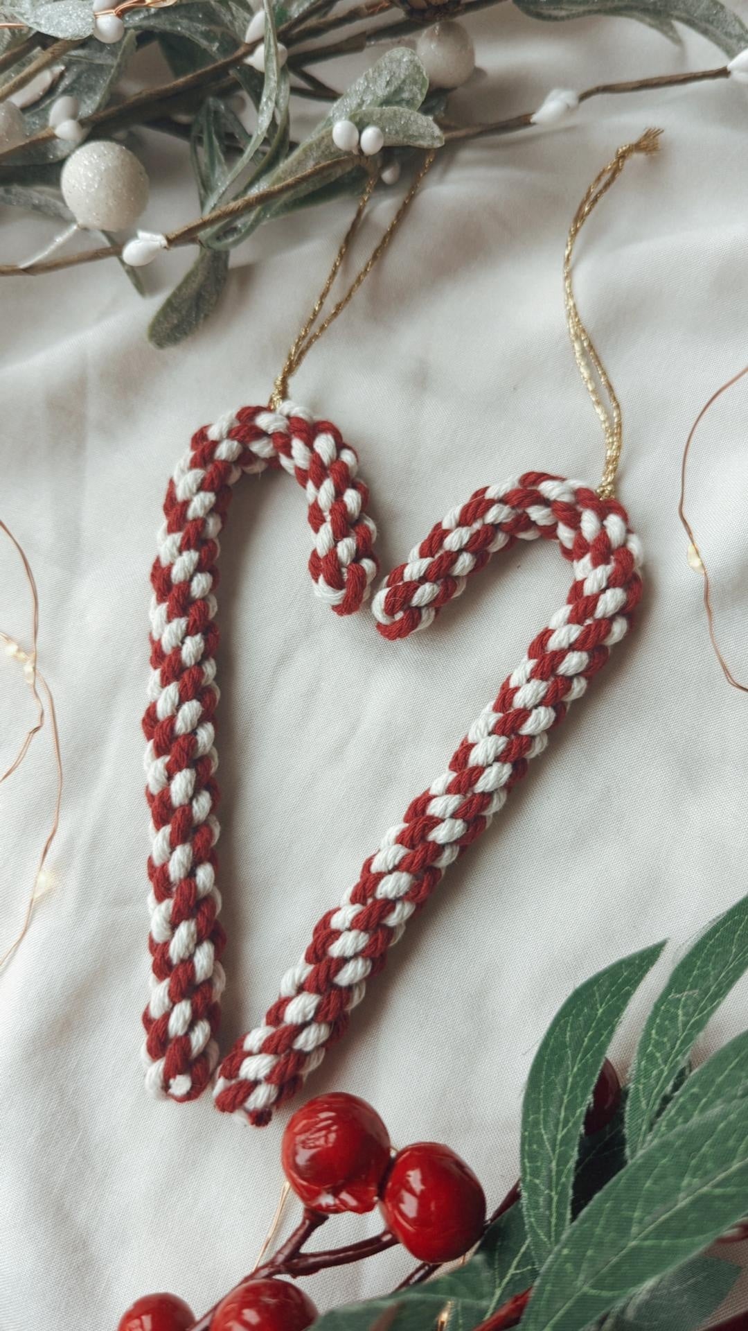 Macrame Candy Cane Christmas Ornaments