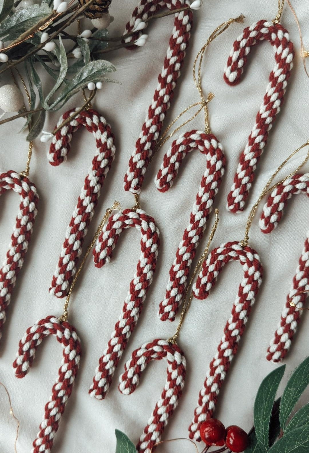 Macrame Candy Cane Christmas Ornaments