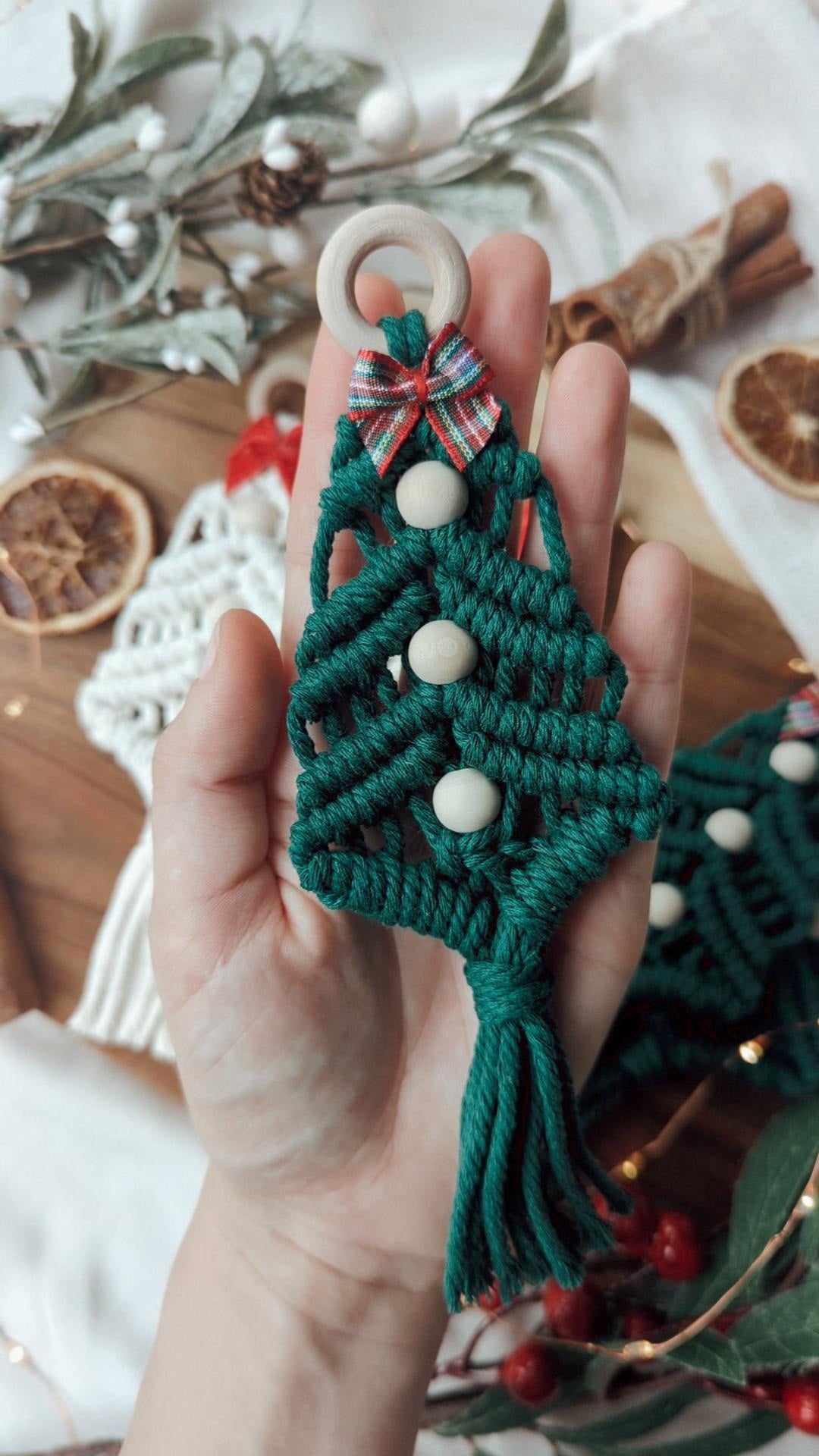 Macrame Christmas Tree Ornaments
