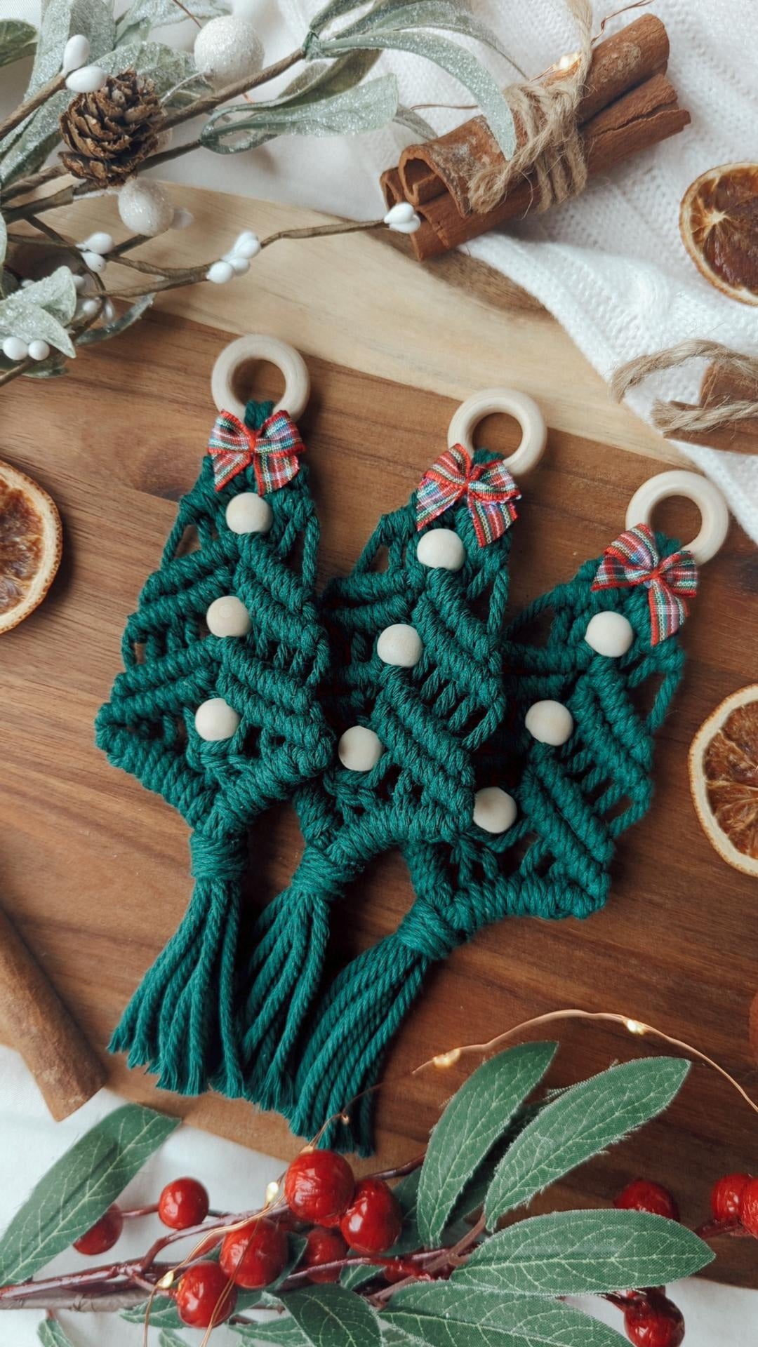 Macrame Christmas Tree Ornaments