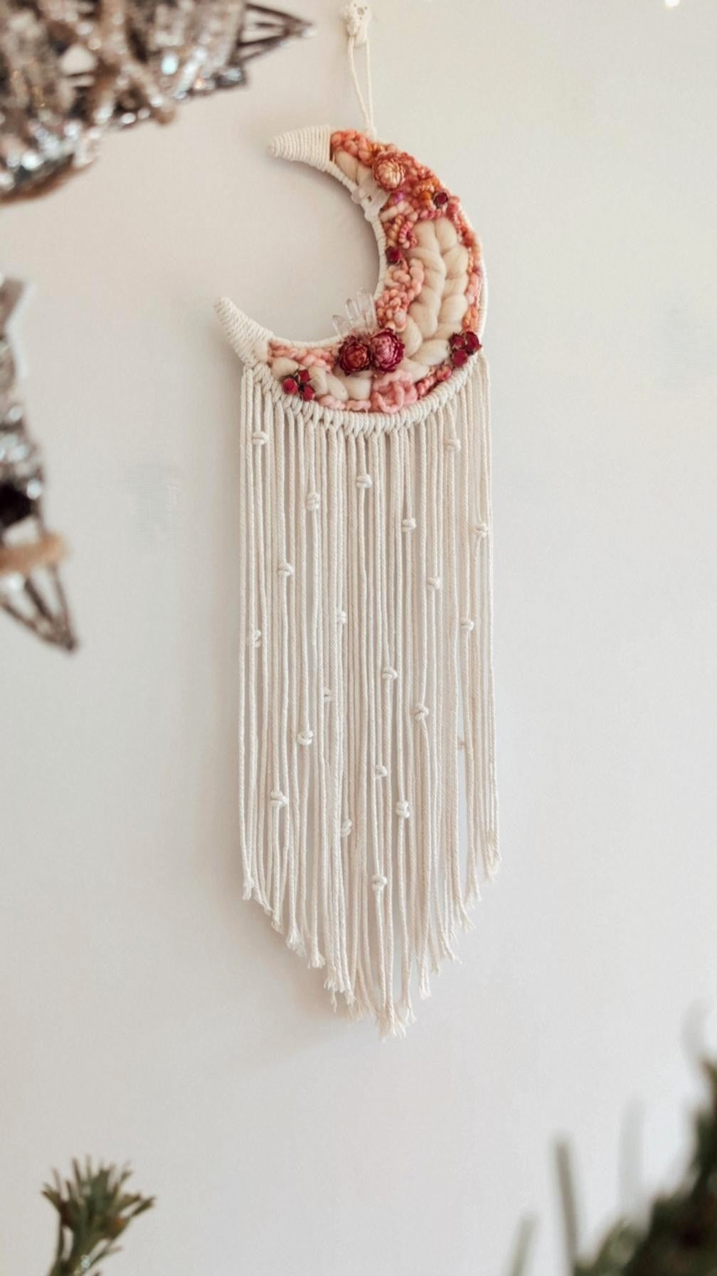 Macrame & Crystal Moon Dreamcatcher