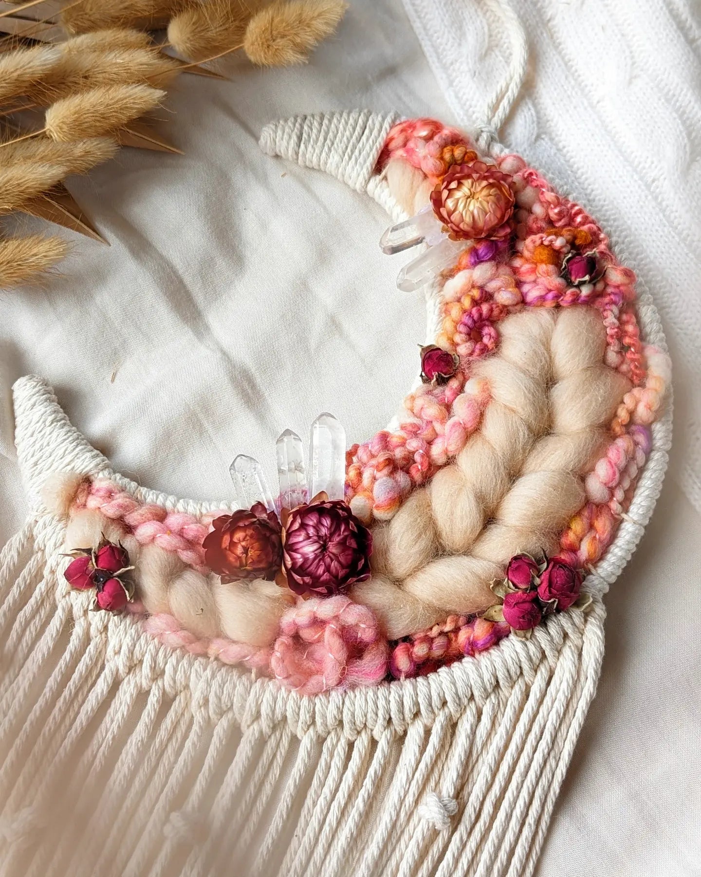 Macrame & Crystal Moon Dreamcatcher