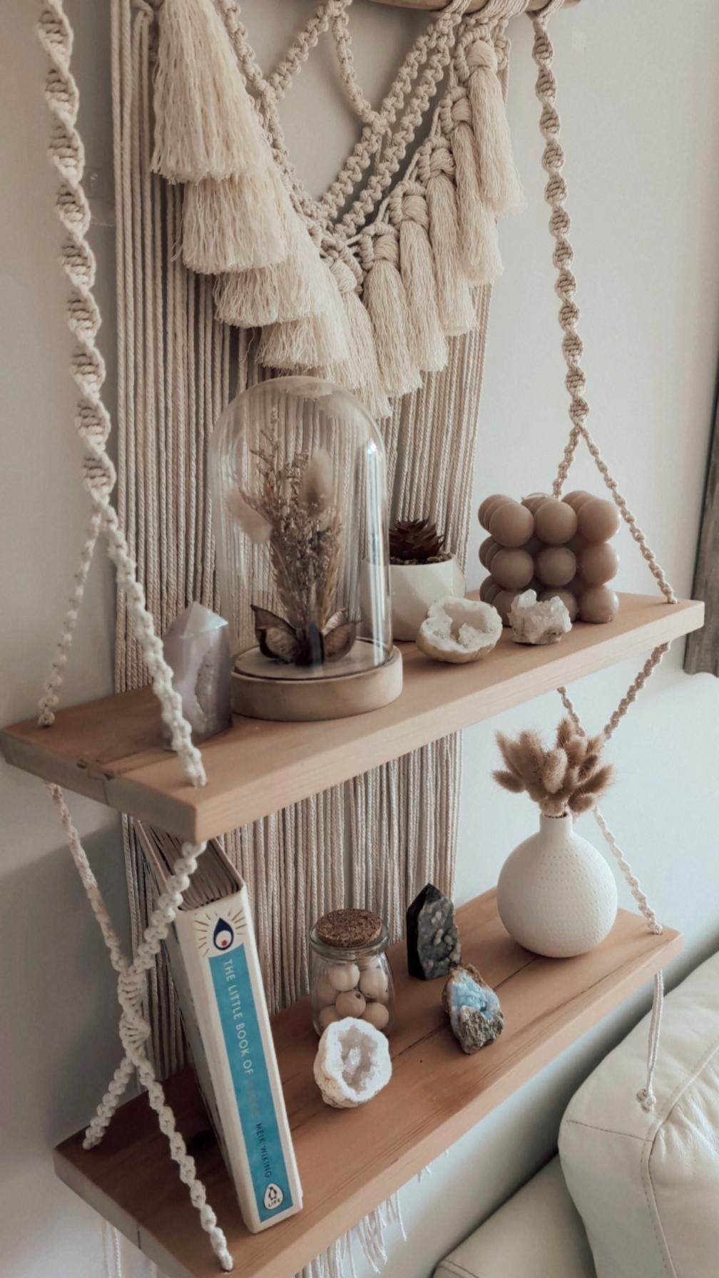 MADE TO ORDER: Double Macrame Shelf, Boho Rustic Home Decor