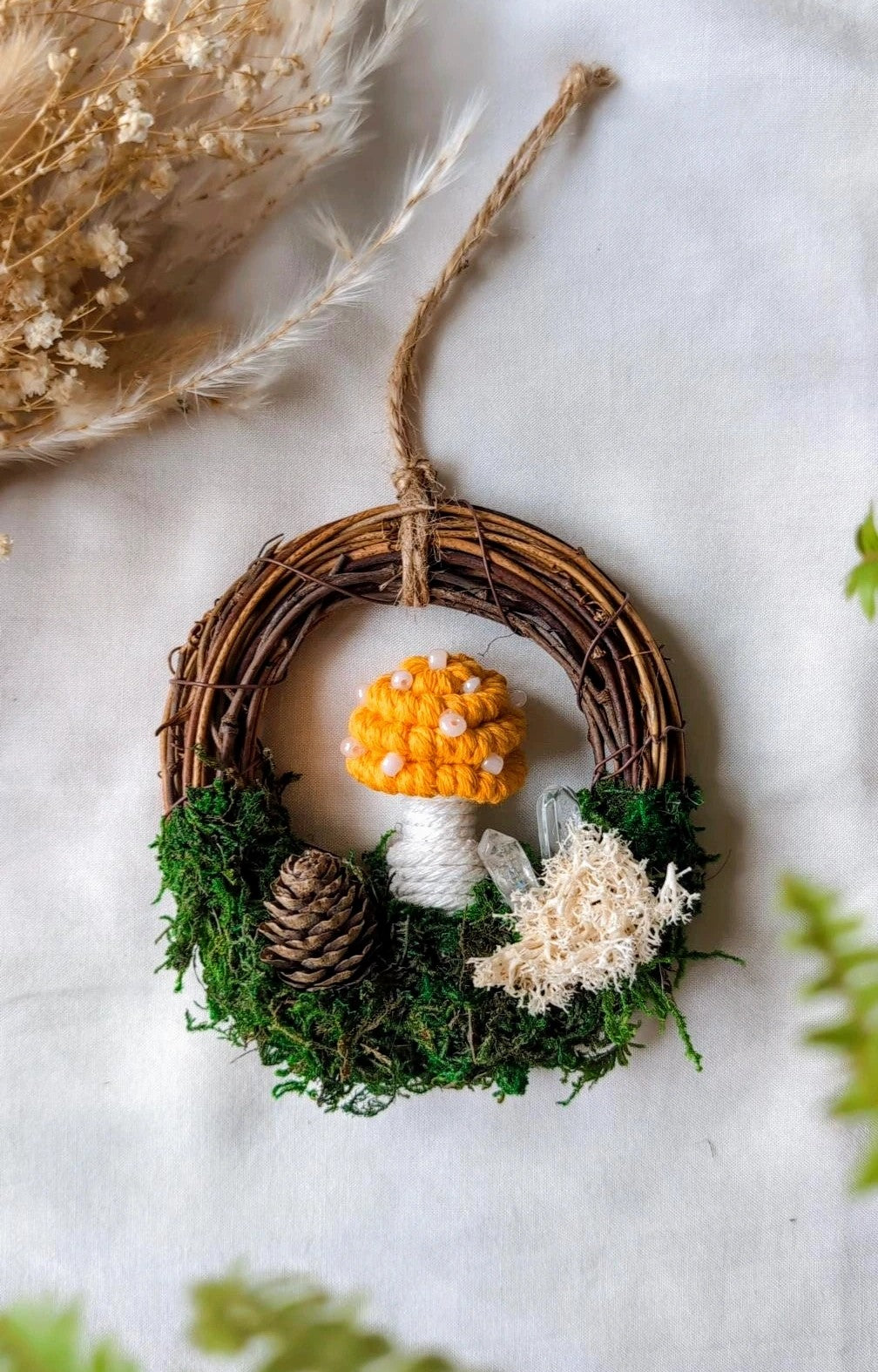 Mini Macrame Mushroom Wreaths