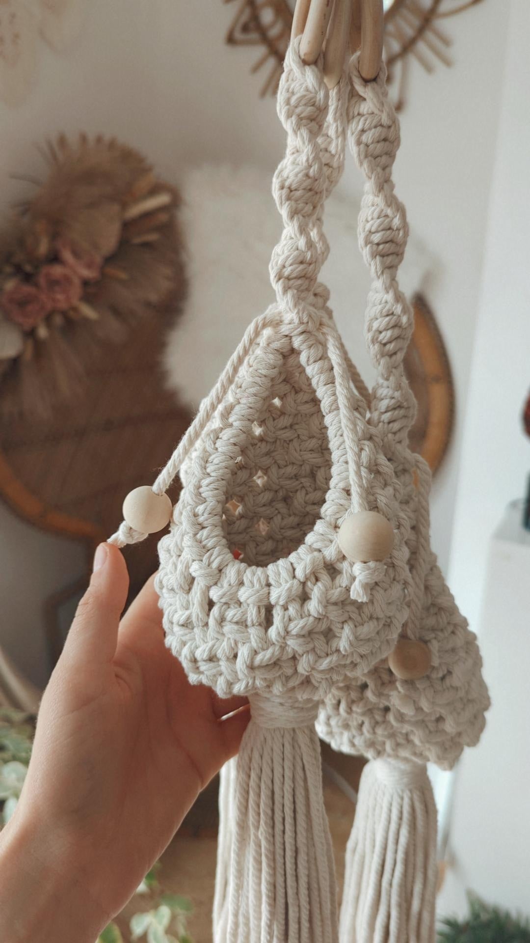 Set of 3 Macrame Plant Pods, Air Plant Hangers