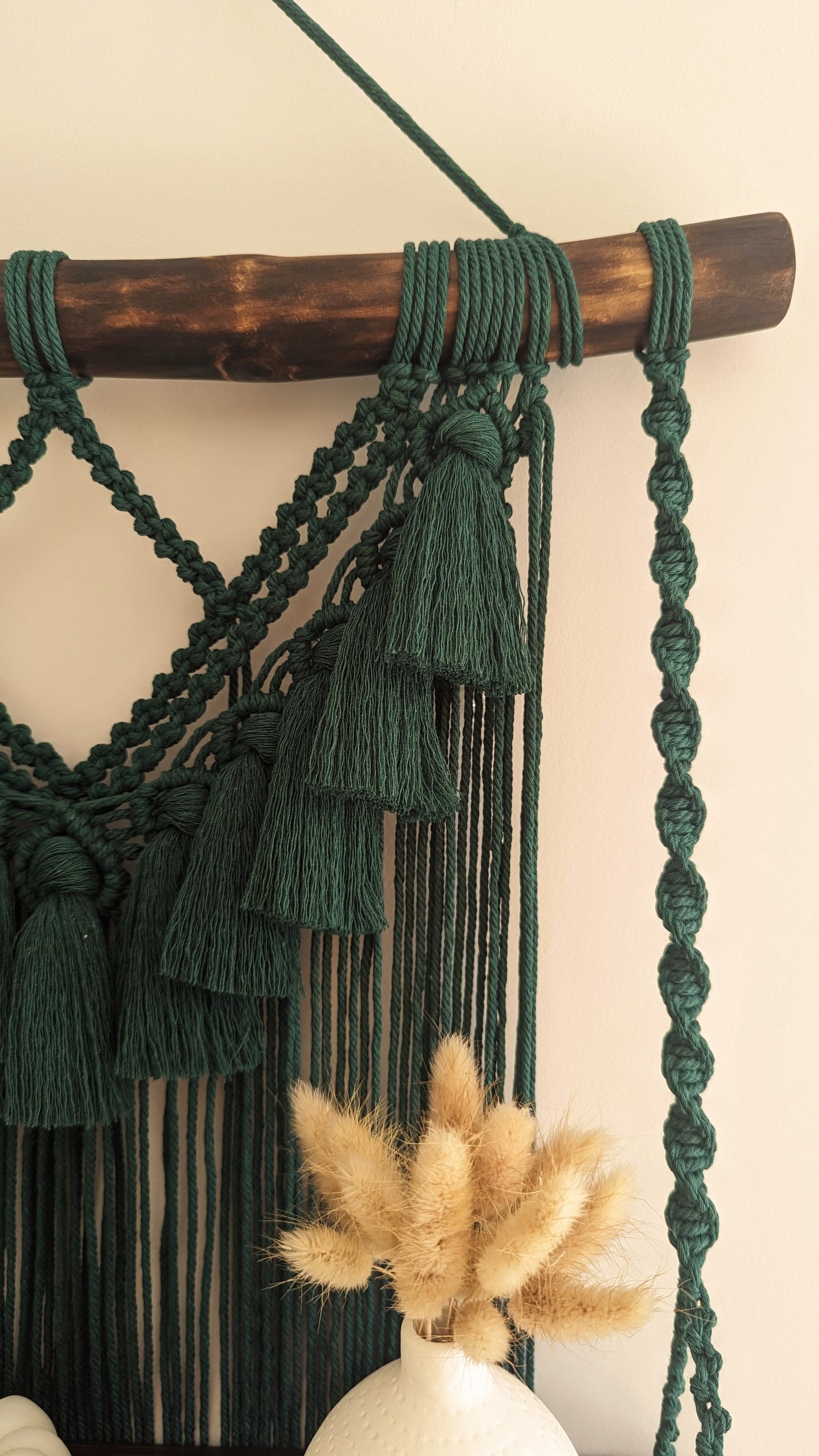 MADE TO ORDER: Green Double Macrame Shelf, Rustic Boho Home Decor