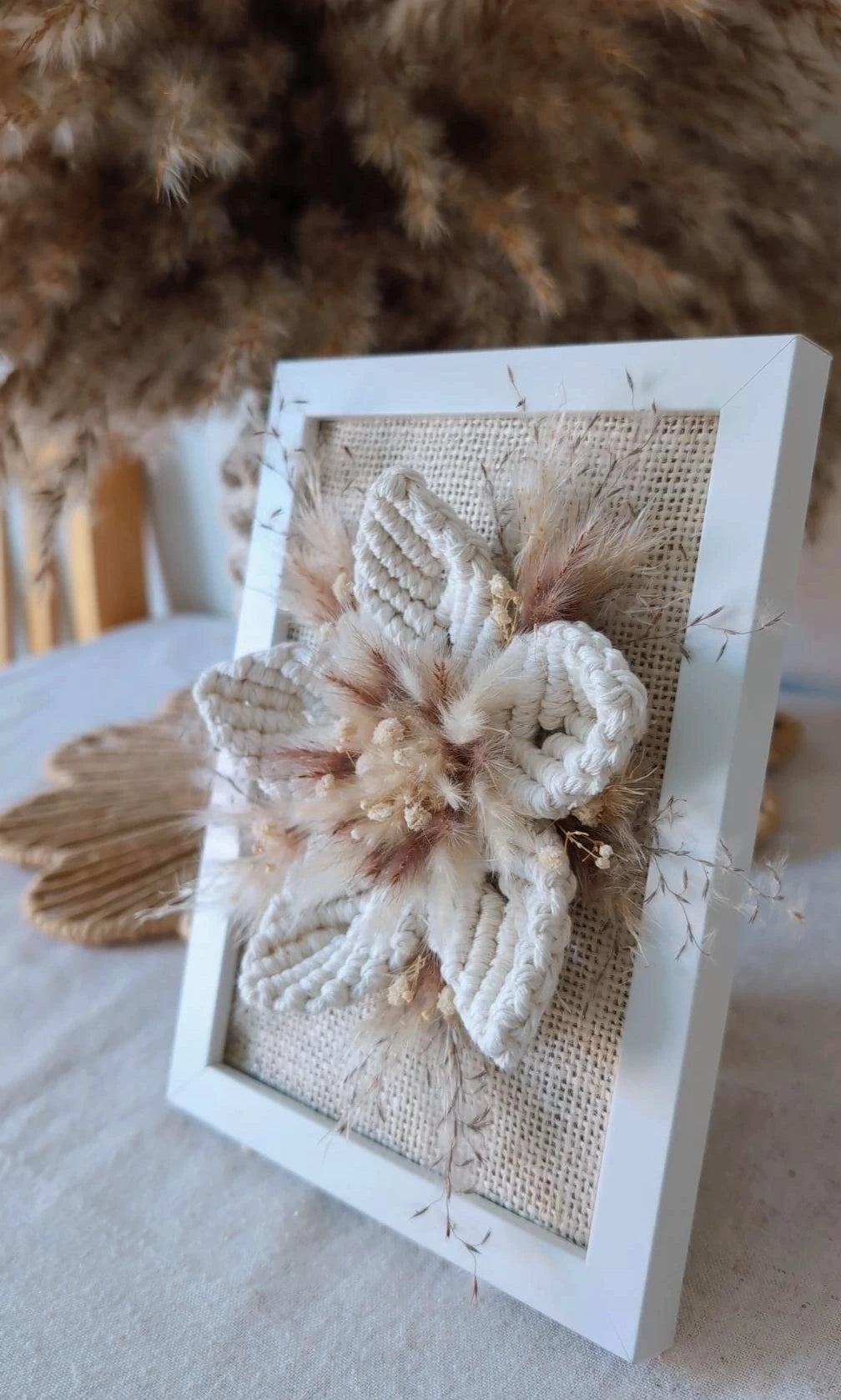Macrame Flower & Dried Flower Photo Frame
