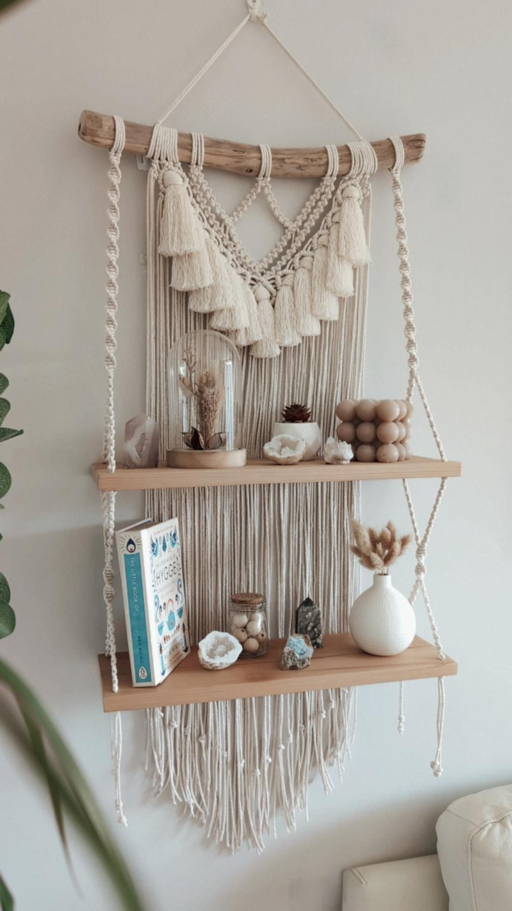 MADE TO ORDER: Double Macrame Shelf, Boho Rustic Home Decor