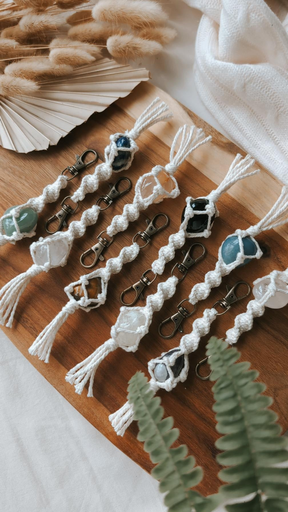 Macrame Crystal Keyrings
