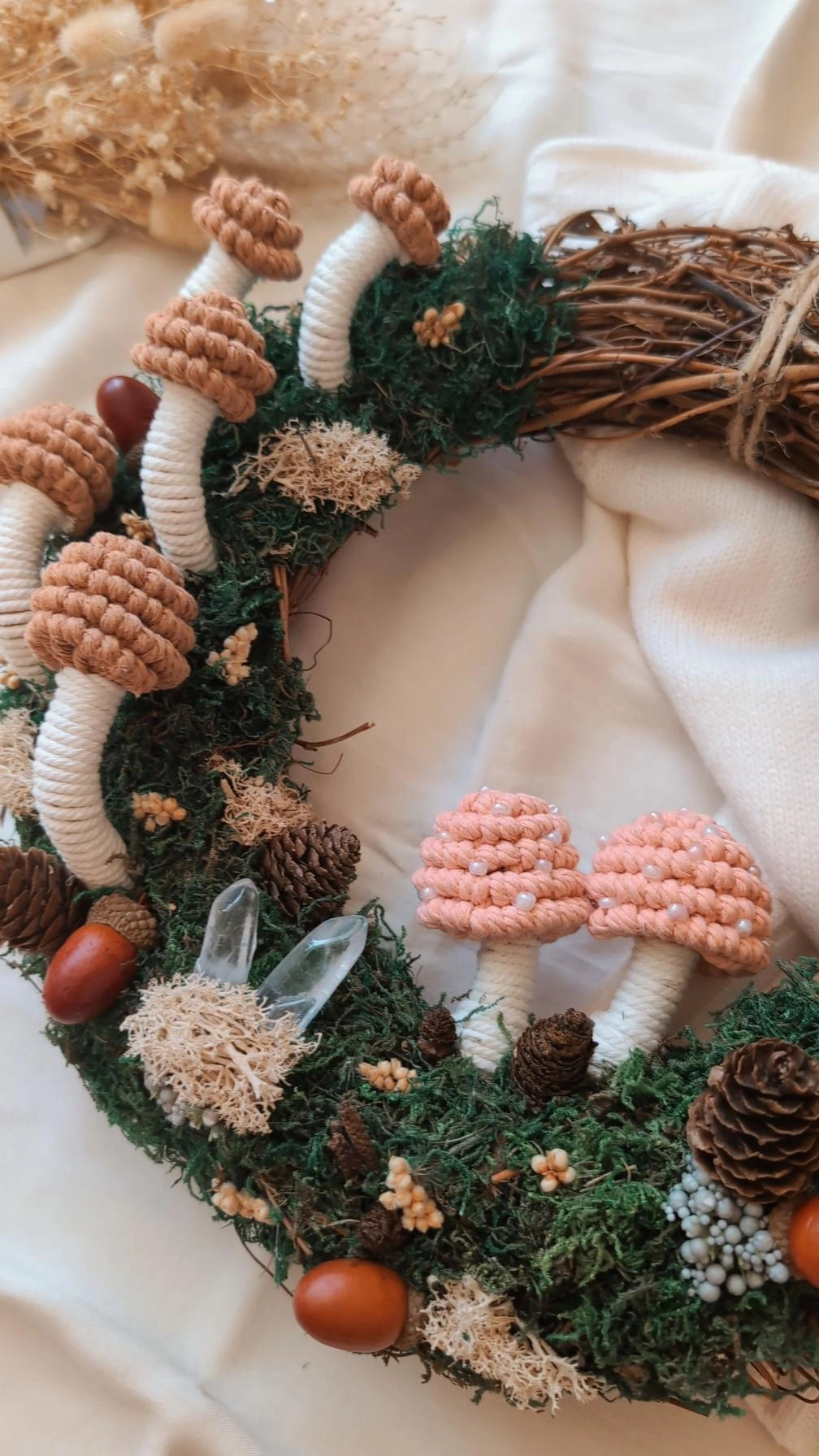 "Magical Woodland" Mossy Mushroom Grapevine Wreath