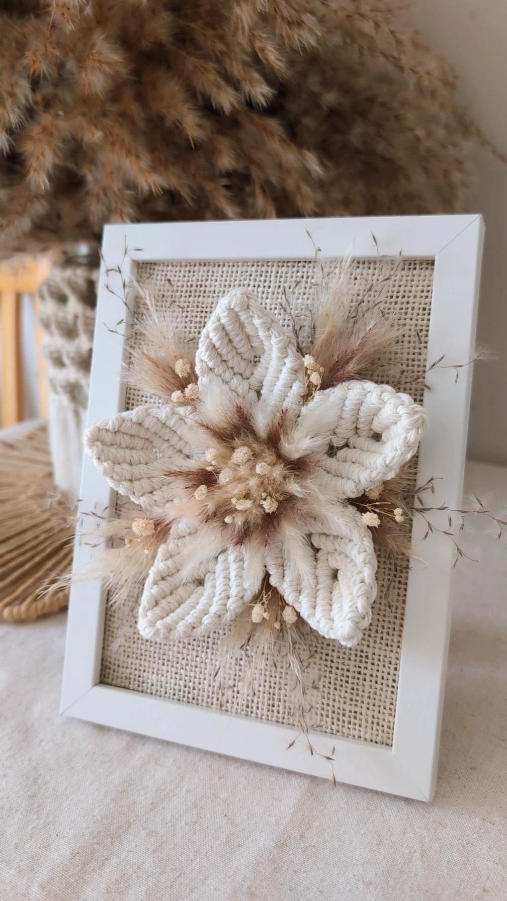 Macrame Flower & Dried Flower Photo Frame