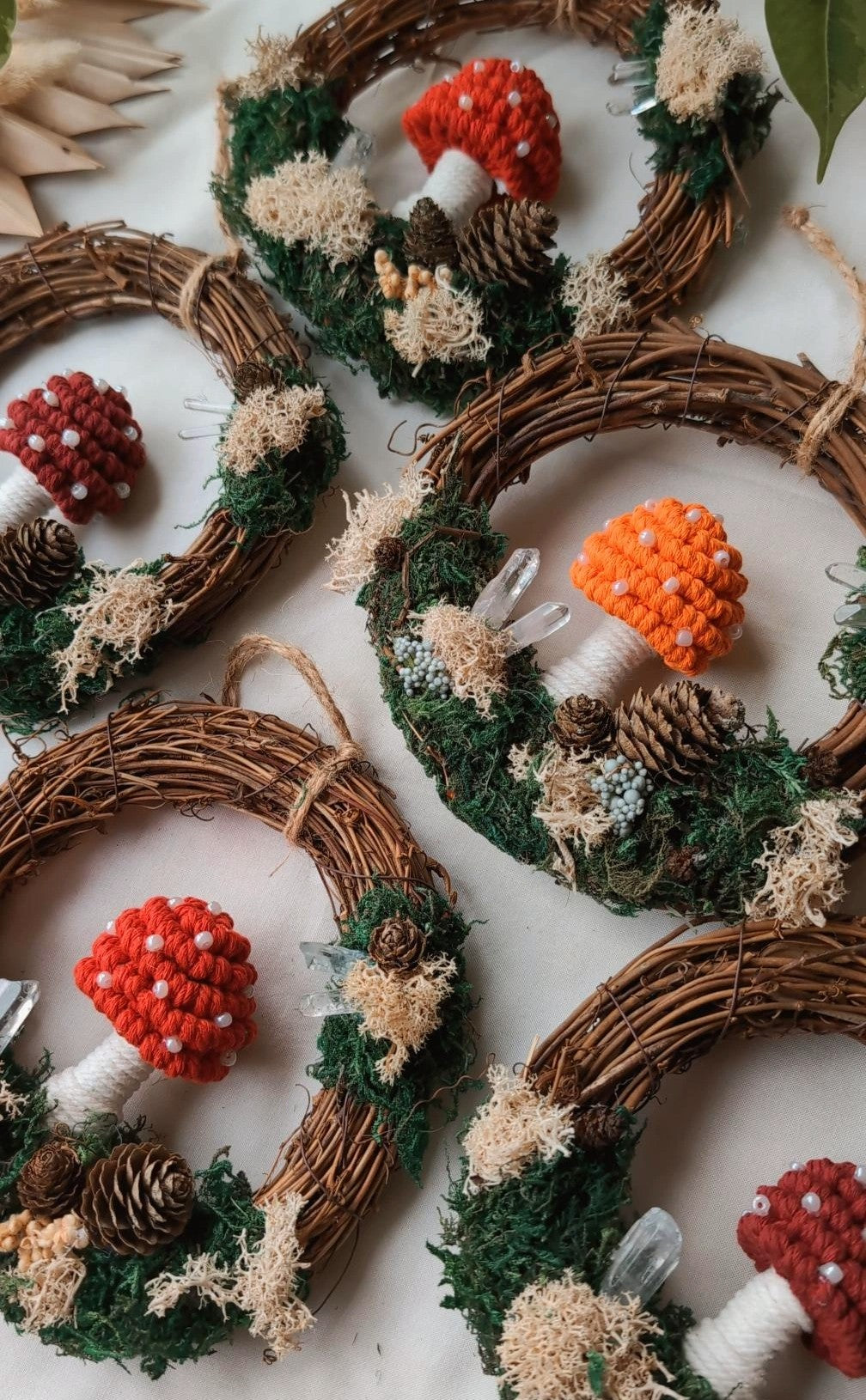 Macrame Mushroom & Crystal Wreaths