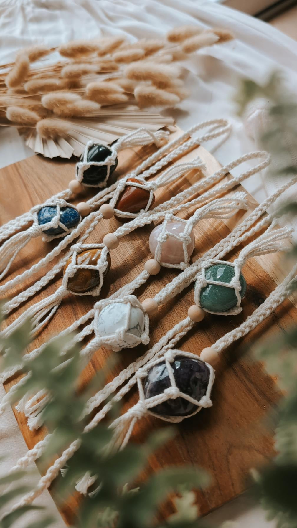 Crystal Macrame Car Charms, Rear View Mirror Decors