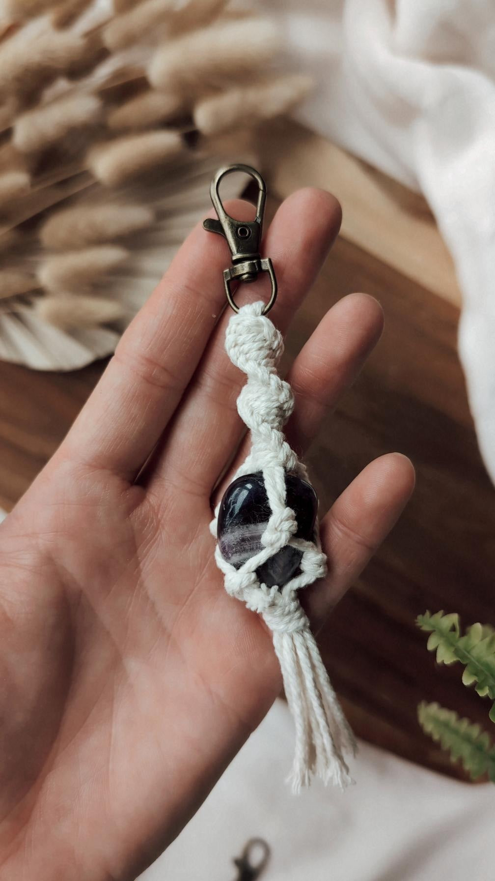 Macrame Crystal Keyrings