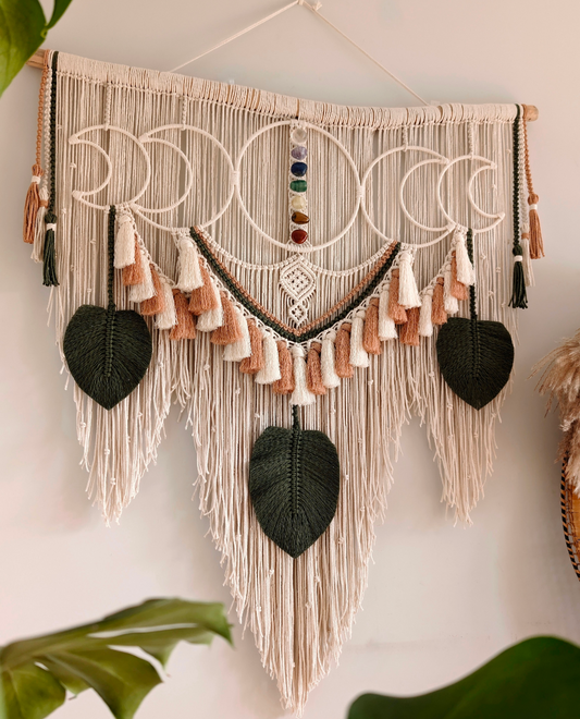 MADE TO ORDER: Moon Phase & Chakra Crystals XL Macrame Wall Decor