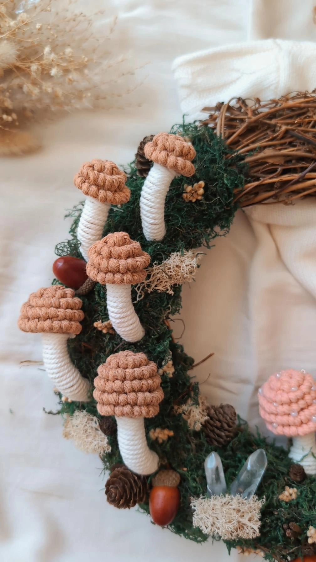 "Magical Woodland" Mossy Mushroom Grapevine Wreath