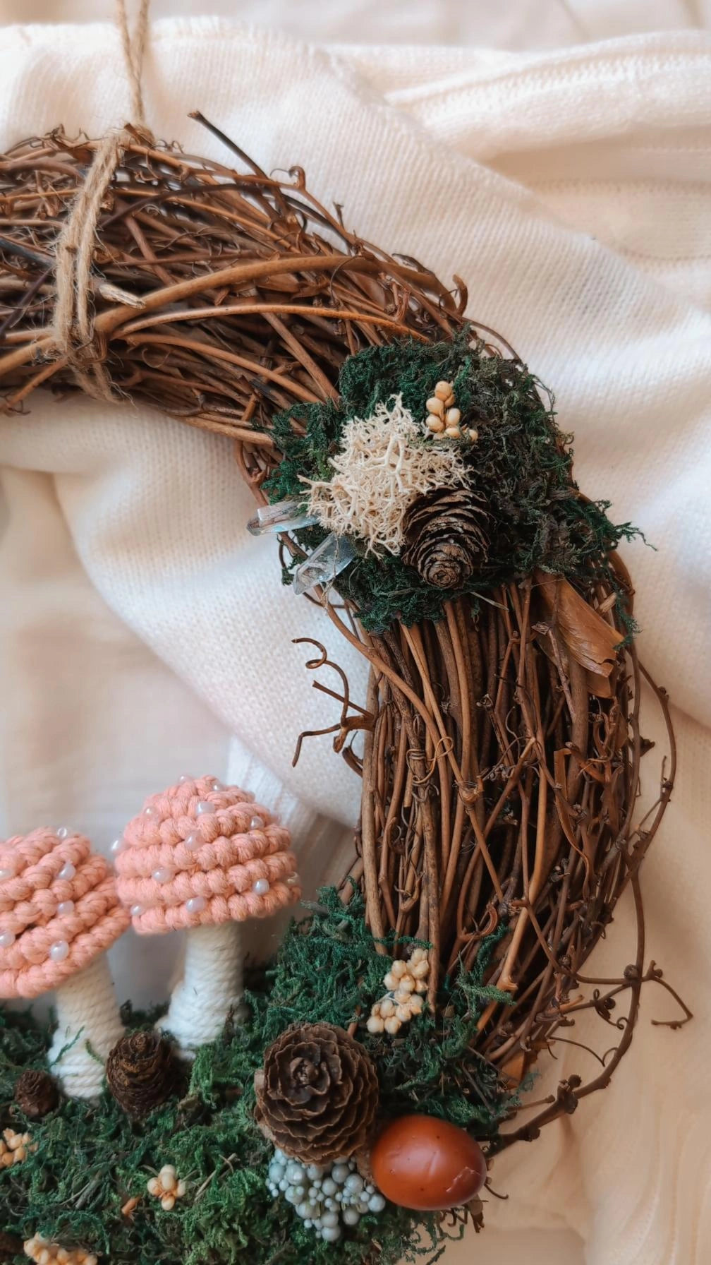 "Magical Woodland" Mossy Mushroom Grapevine Wreath