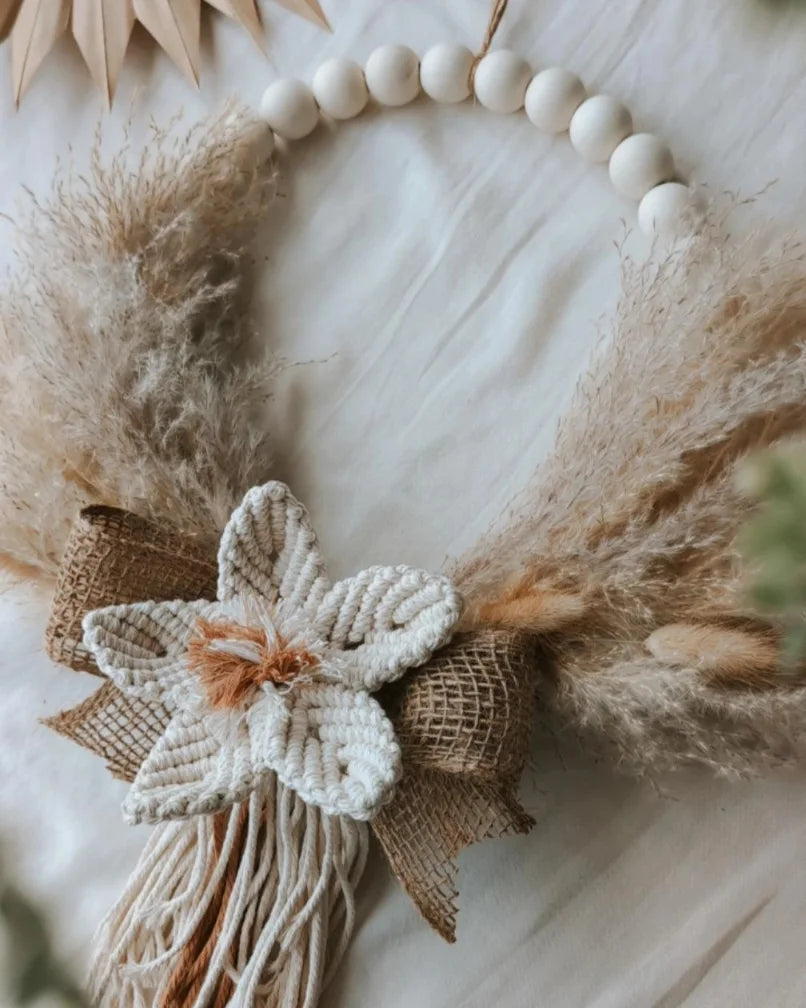 Macrame & Pampas Grass Indoor Wreath