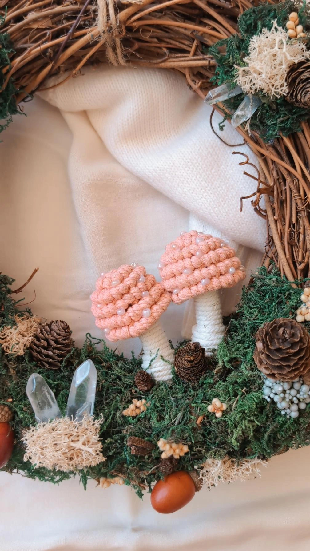 "Magical Woodland" Mossy Mushroom Grapevine Wreath
