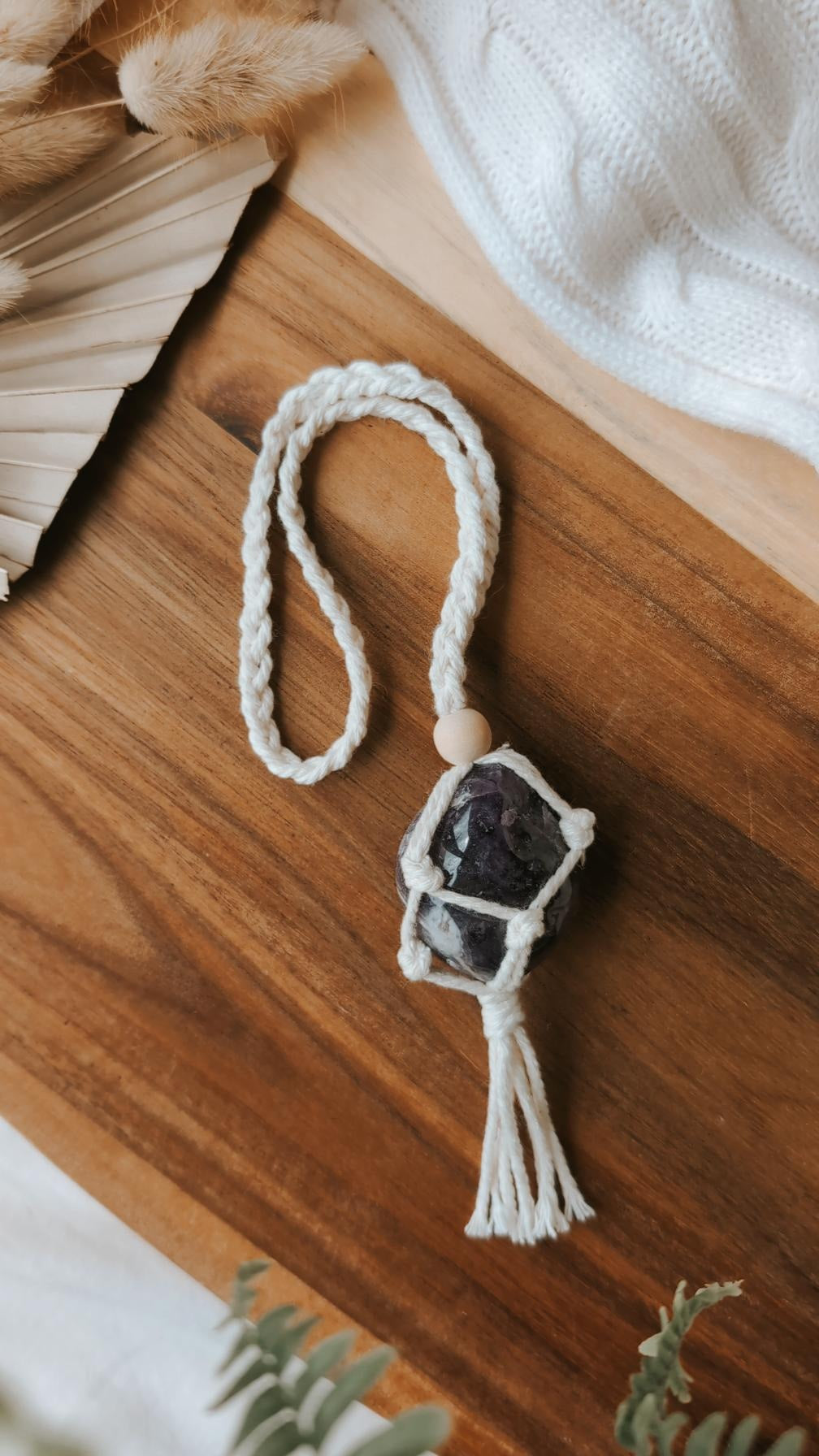 Crystal Macrame Car Charms, Rear View Mirror Decors