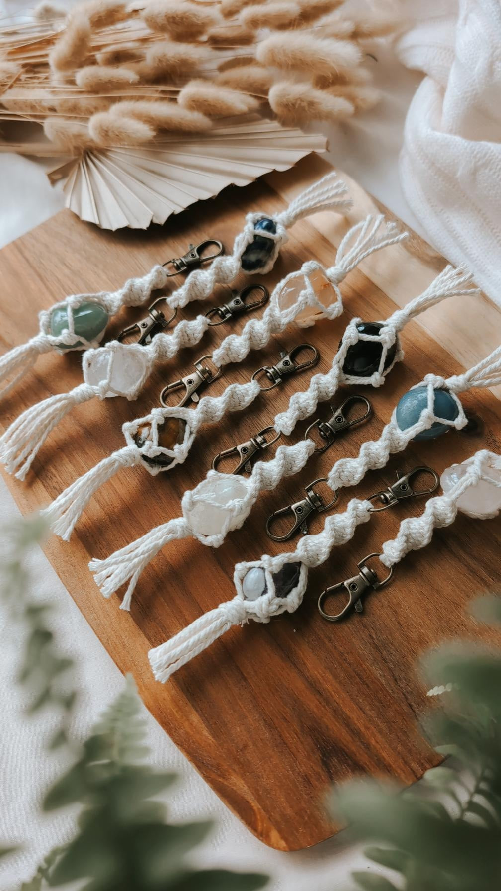 Macrame Crystal Keyrings