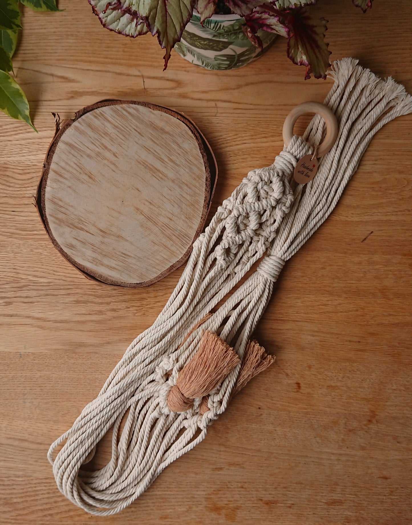 Rustic Macrame Plant Hanger/Free Hanging Shelf