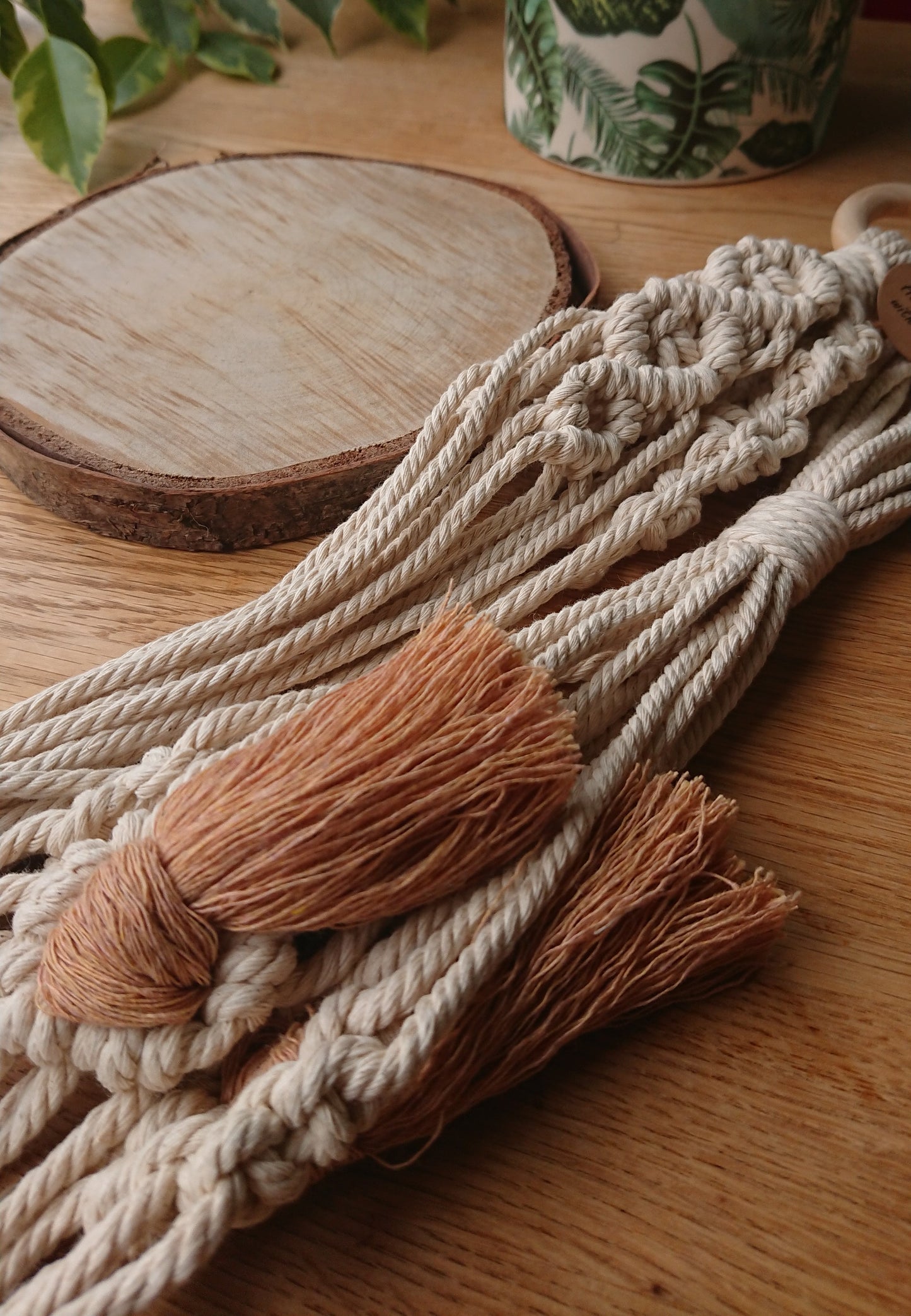 Rustic Macrame Plant Hanger/Free Hanging Shelf