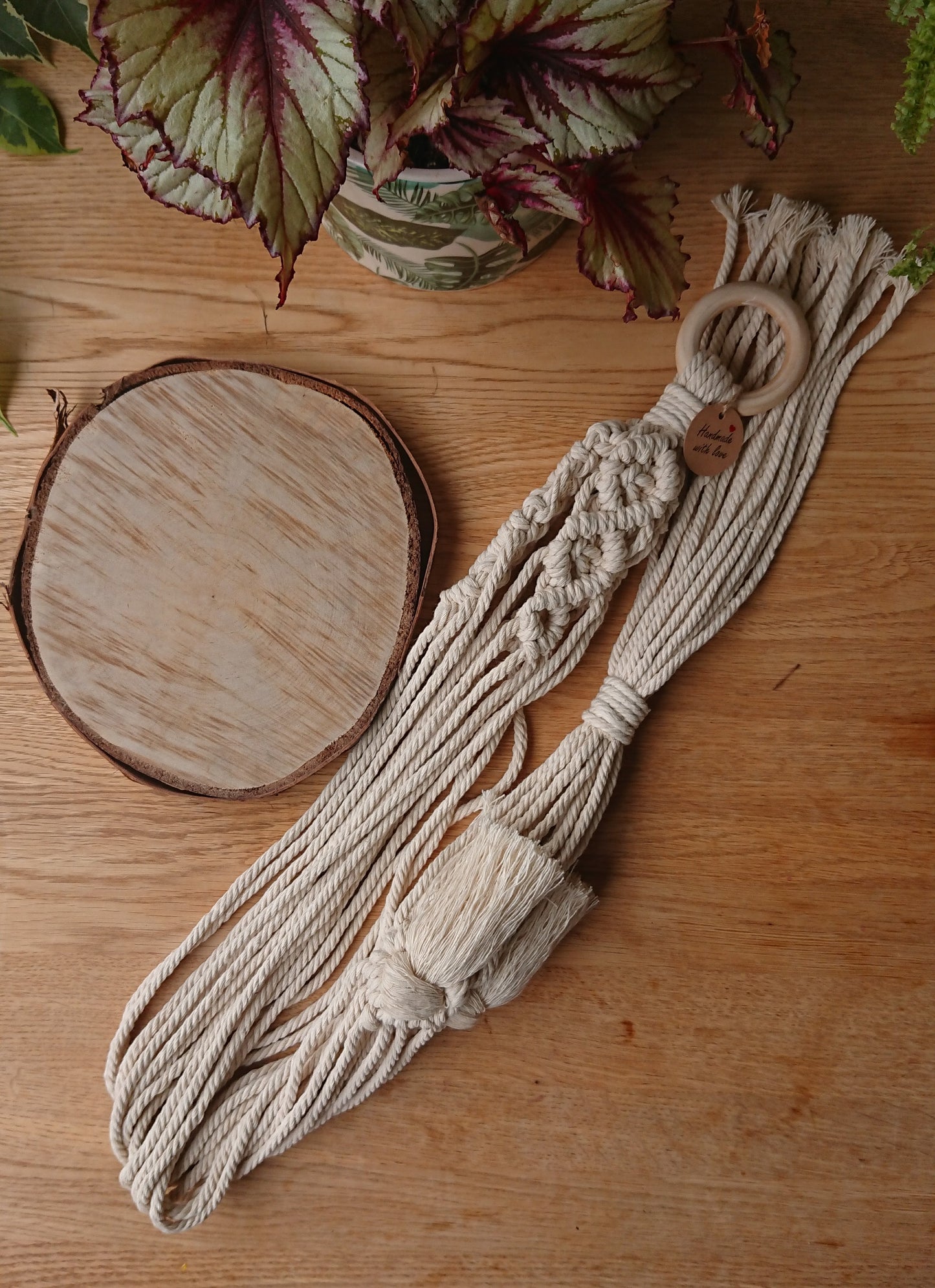 Rustic Macrame Plant Hanger/Free Hanging Shelf
