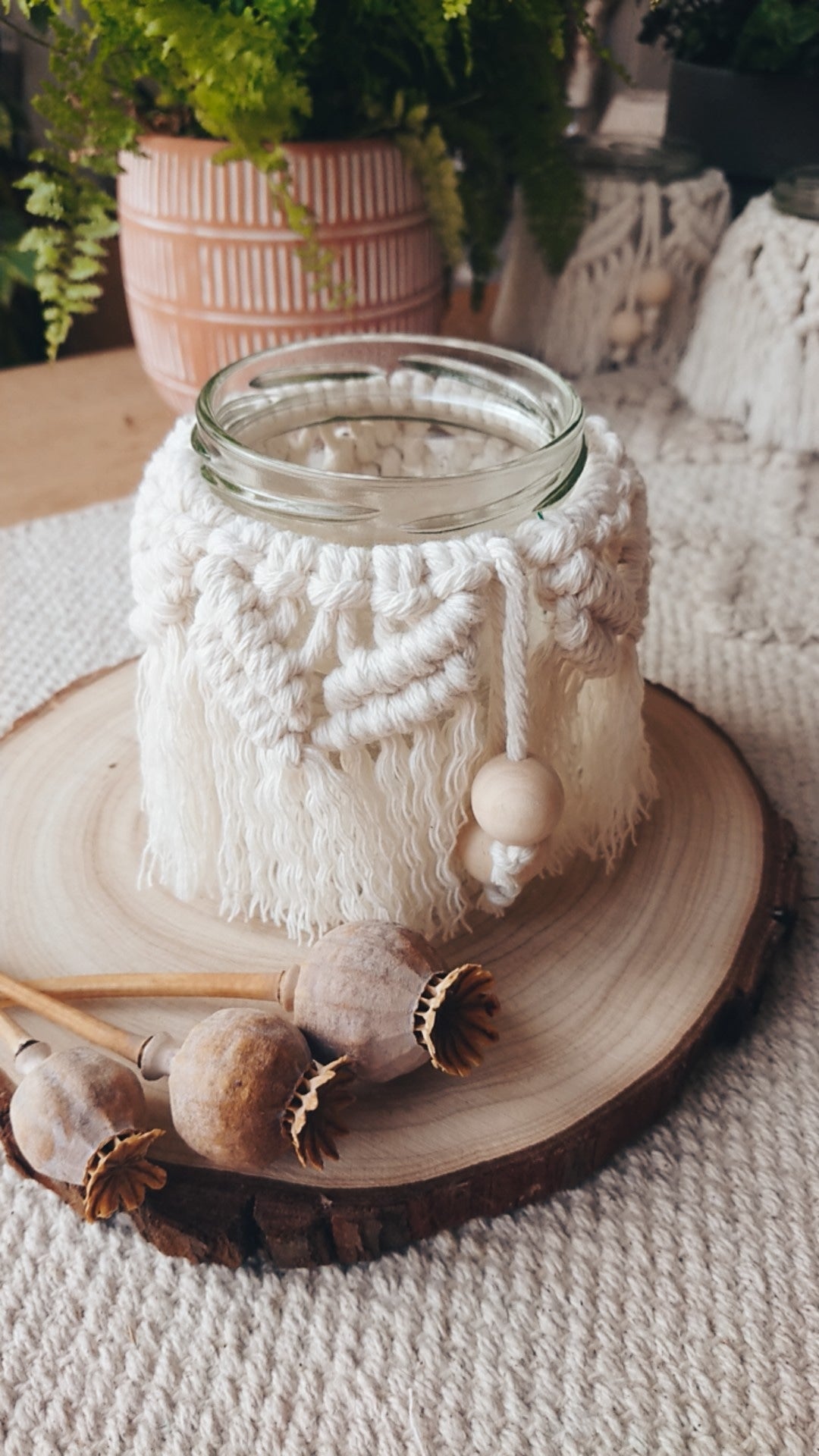 Decorative Macrame Jar/Vase/Candle Holder Home Decor