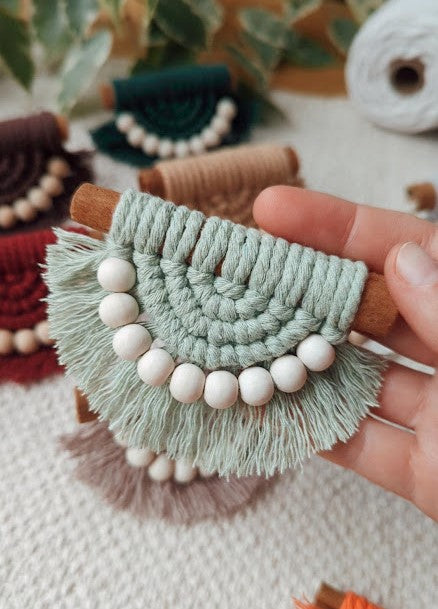 Cinnamon Stick Macrame Car Air Vent Clips/Fridge Magnets