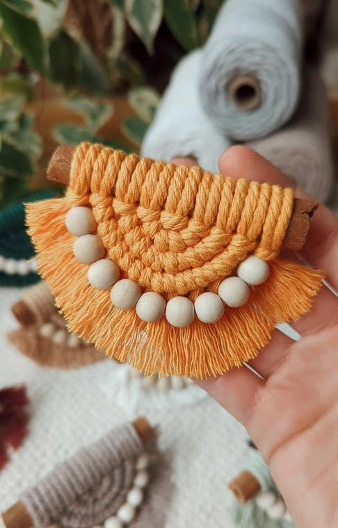 Cinnamon Stick Macrame Car Air Vent Clips/Fridge Magnets