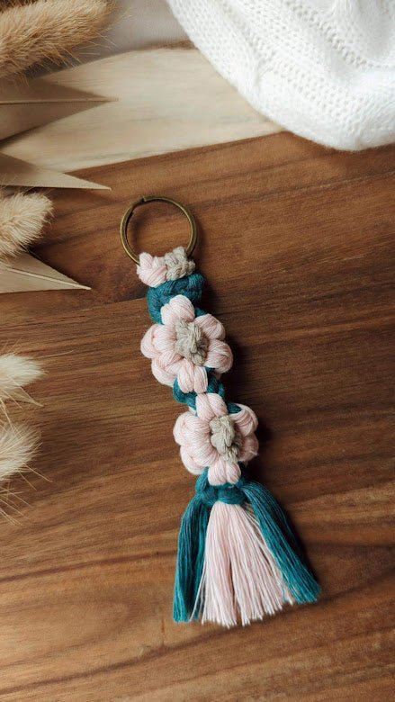 Daisy Macrame Keyrings, Colorful Boho Accessories