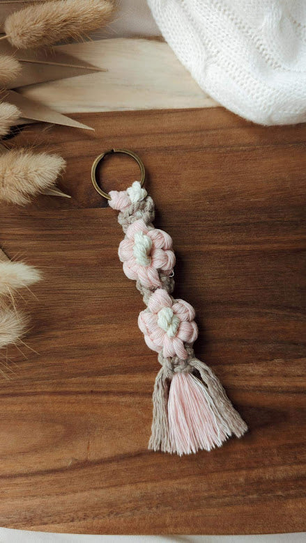 Daisy Macrame Keyrings, Colorful Boho Accessories