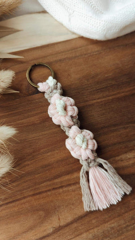 Daisy Macrame Keyrings, Colorful Boho Accessories