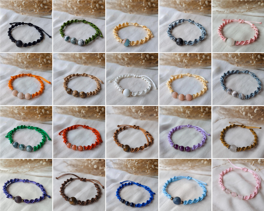 Macrame Crystal Gemstone Beads Bracelets