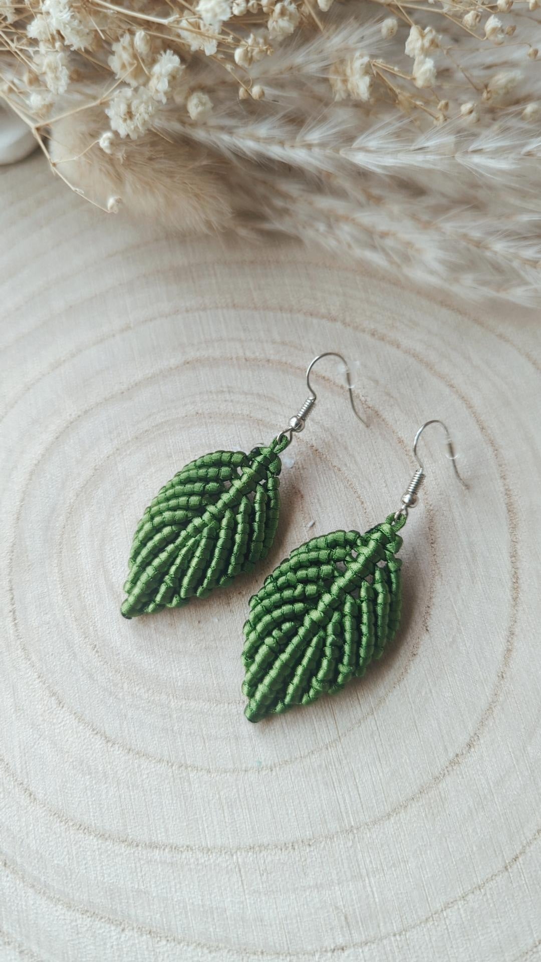 Macrame Leaf, Feather Earrings, Elegant Boho Bohemian Style Accessory, Gift For Her, Handmade Gifts.