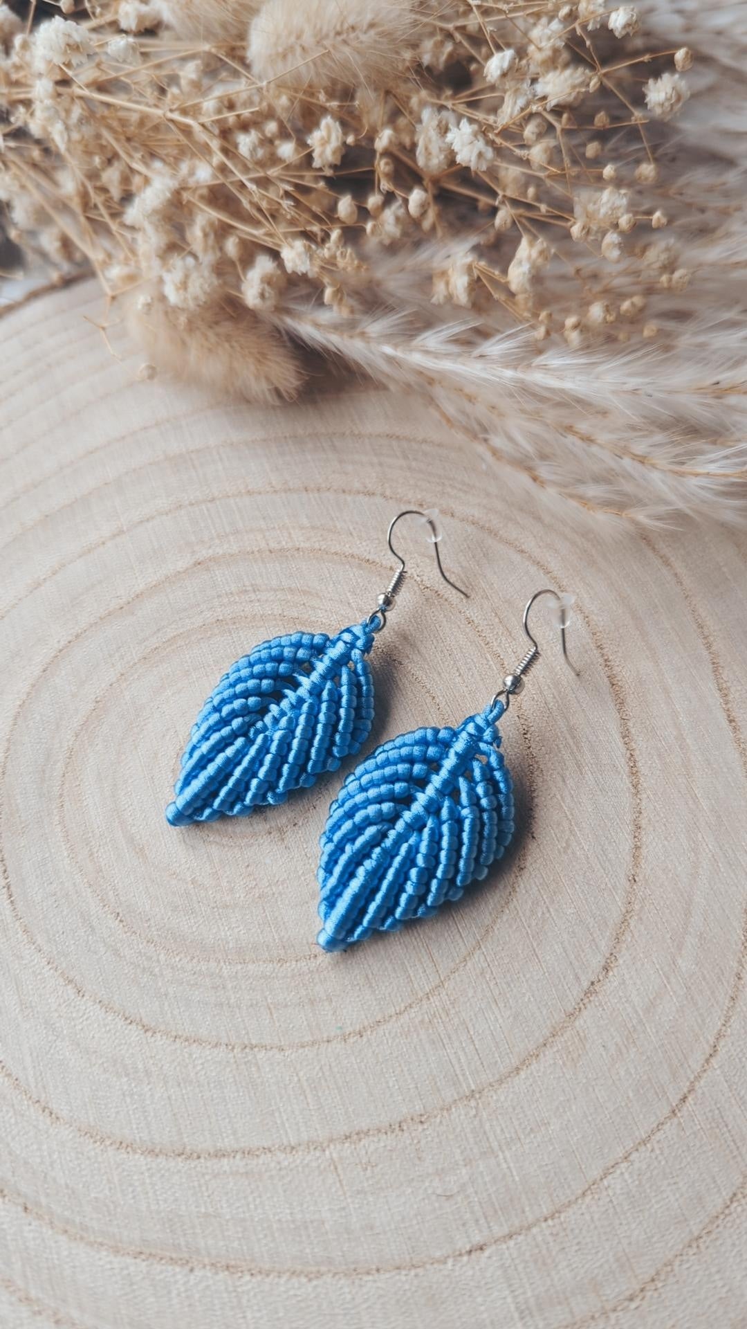 Macrame Leaf, Feather Earrings, Elegant Boho Bohemian Style Accessory, Gift For Her, Handmade Gifts.