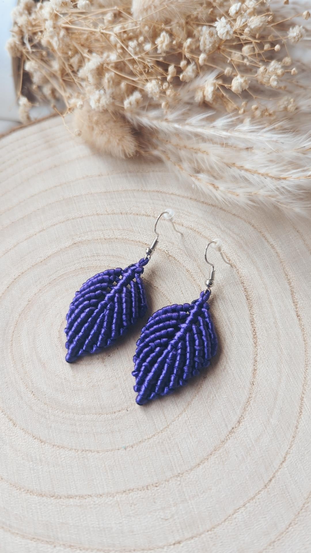 Macrame Leaf, Feather Earrings, Elegant Boho Bohemian Style Accessory, Gift For Her, Handmade Gifts.