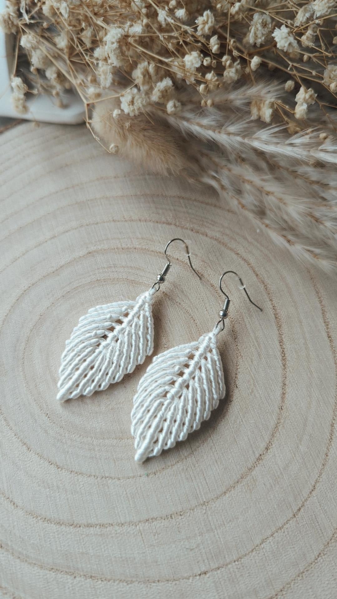 Macrame Leaf/Feather Earrings