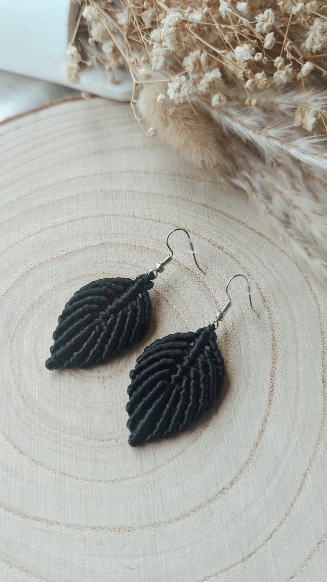 Macrame Leaf, Feather Earrings, Elegant Boho Bohemian Style Accessory, Gift For Her, Handmade Gifts.