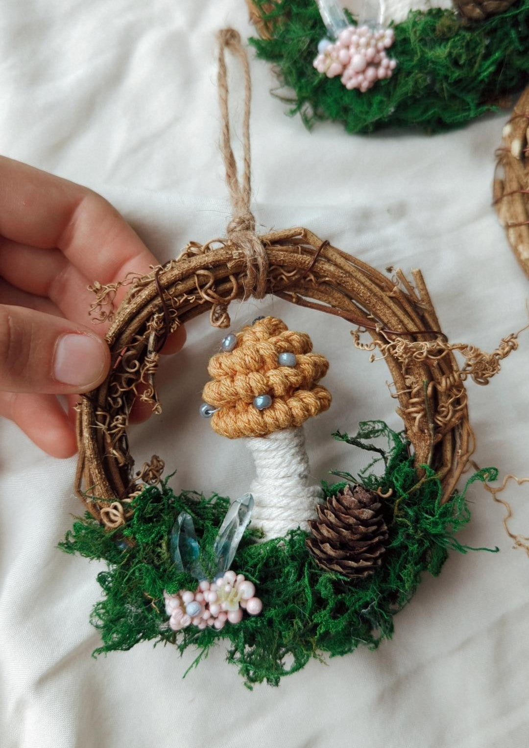 Magical Woodland Mushies, Macrame Mushroom Wreath Decors