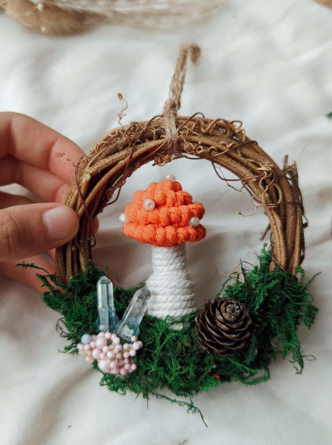 Magical Woodland Mushies, Macrame Mushroom Wreath Decors