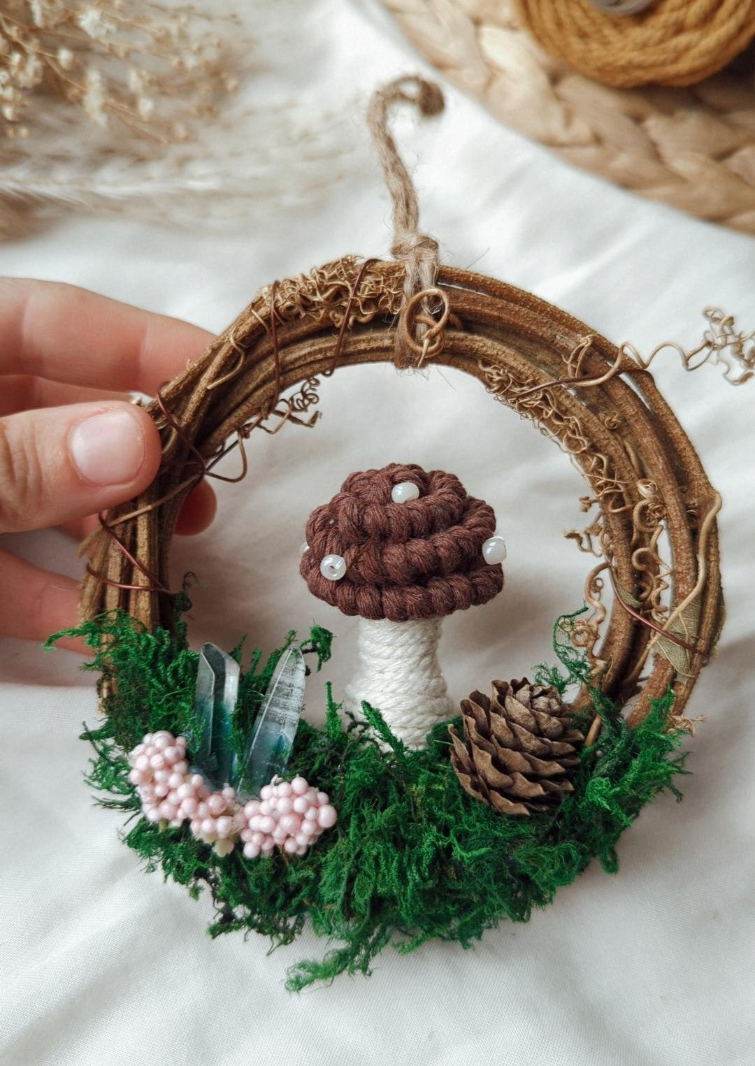 Magical Woodland Mushies, Macrame Mushroom Wreath Decors