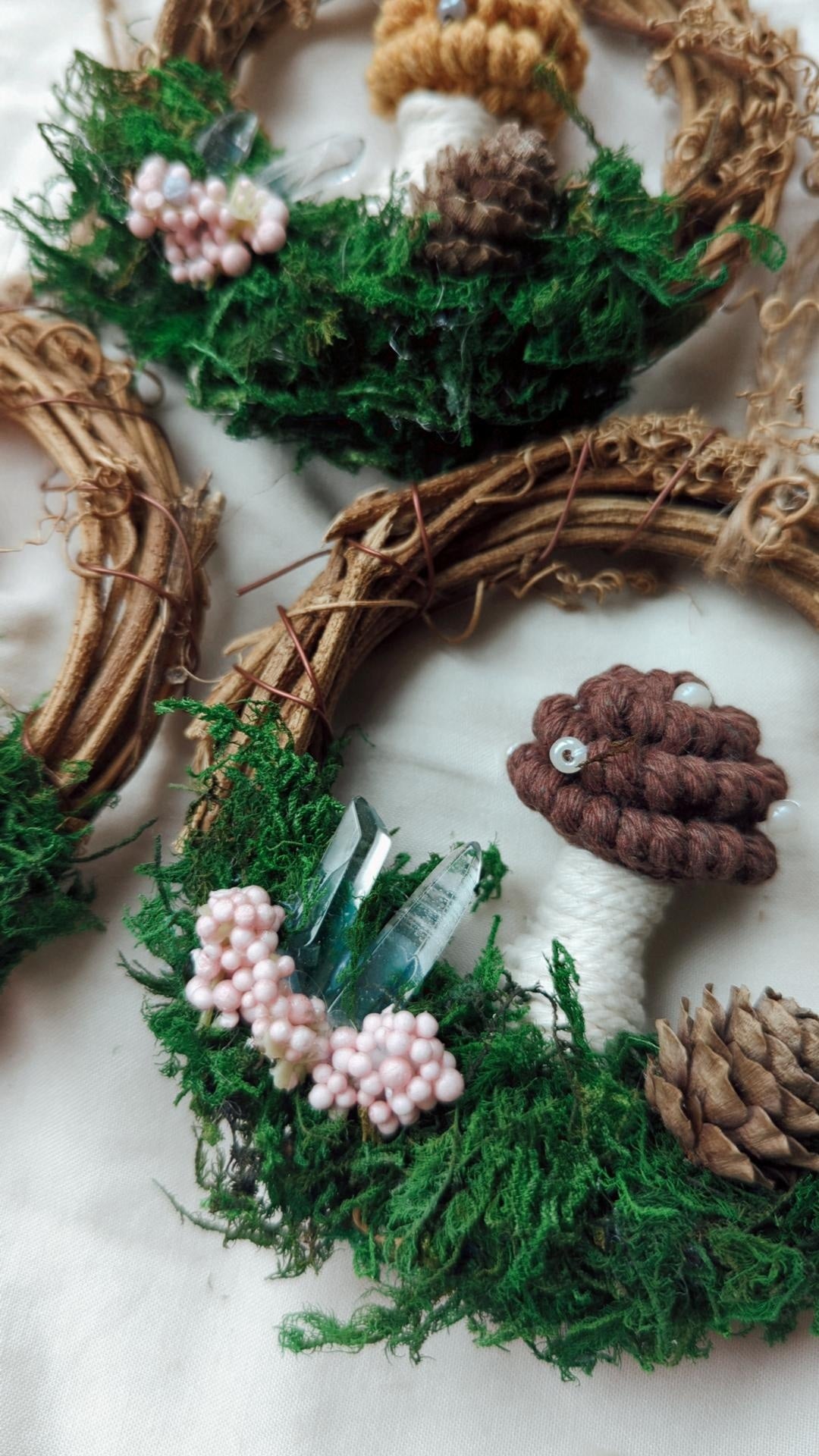 Magical Woodland Mushies, Macrame Mushroom Wreath Decors