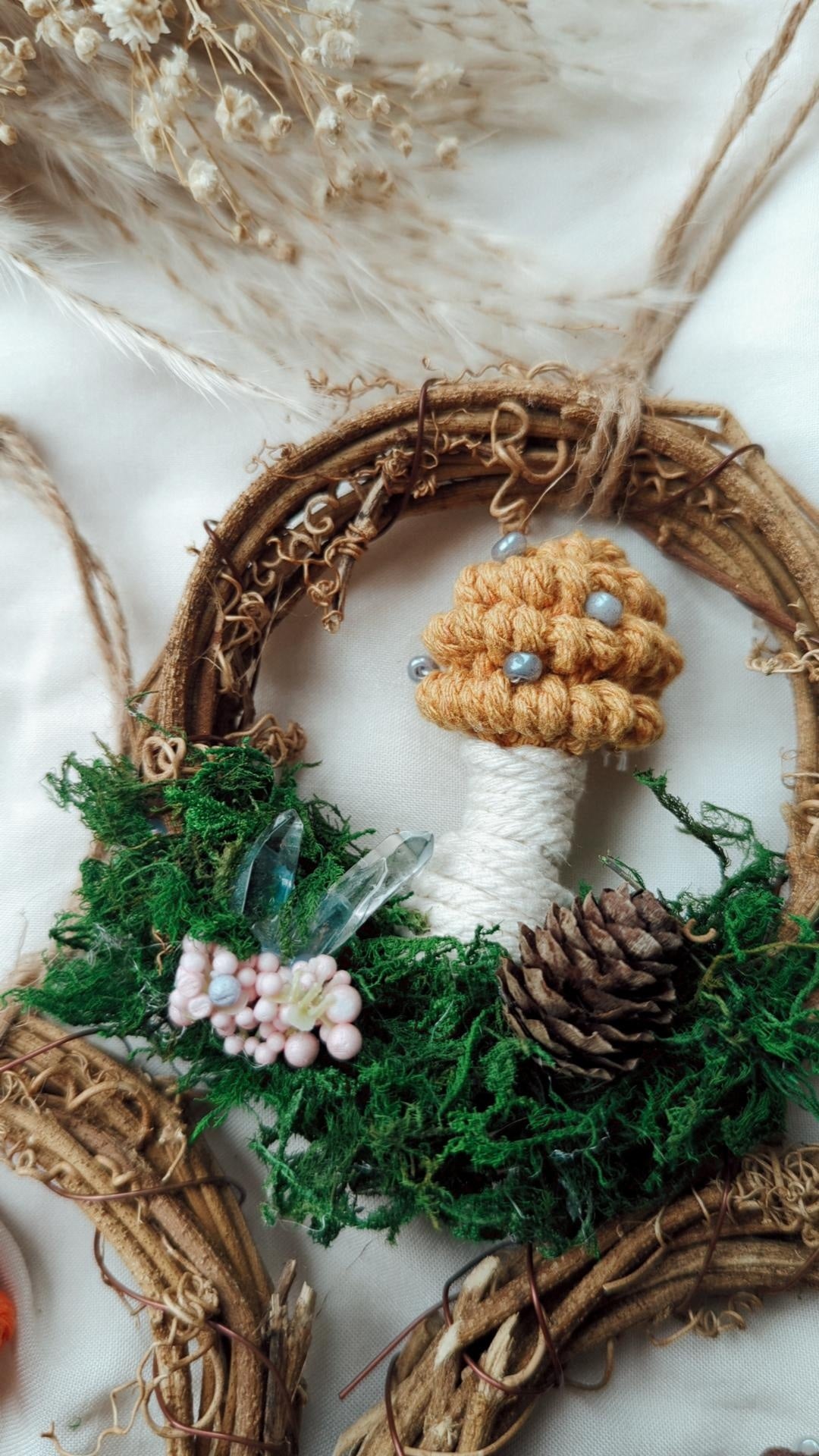 Magical Woodland Mushies, Macrame Mushroom Wreath Decors