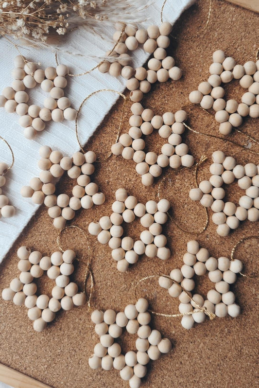 Wooden Bead Christmas Star Ornaments