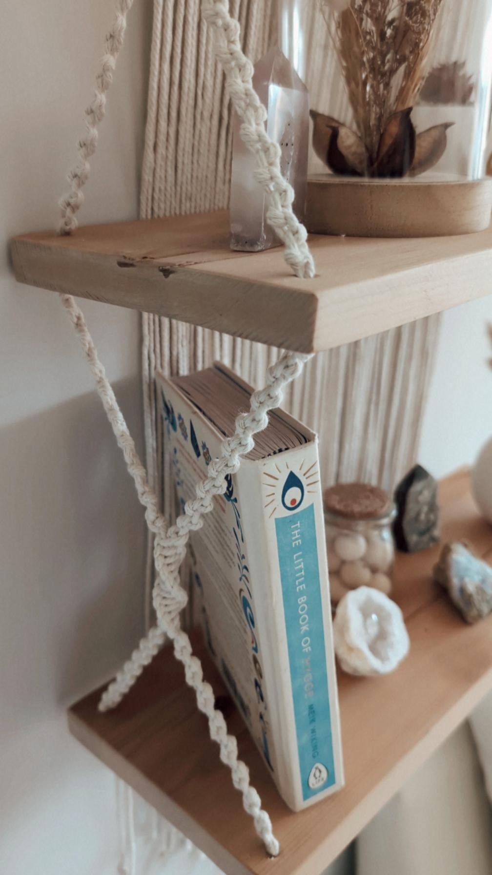 MADE TO ORDER: Double Macrame Shelf Wall Decor, Boho Rustic Home Decor