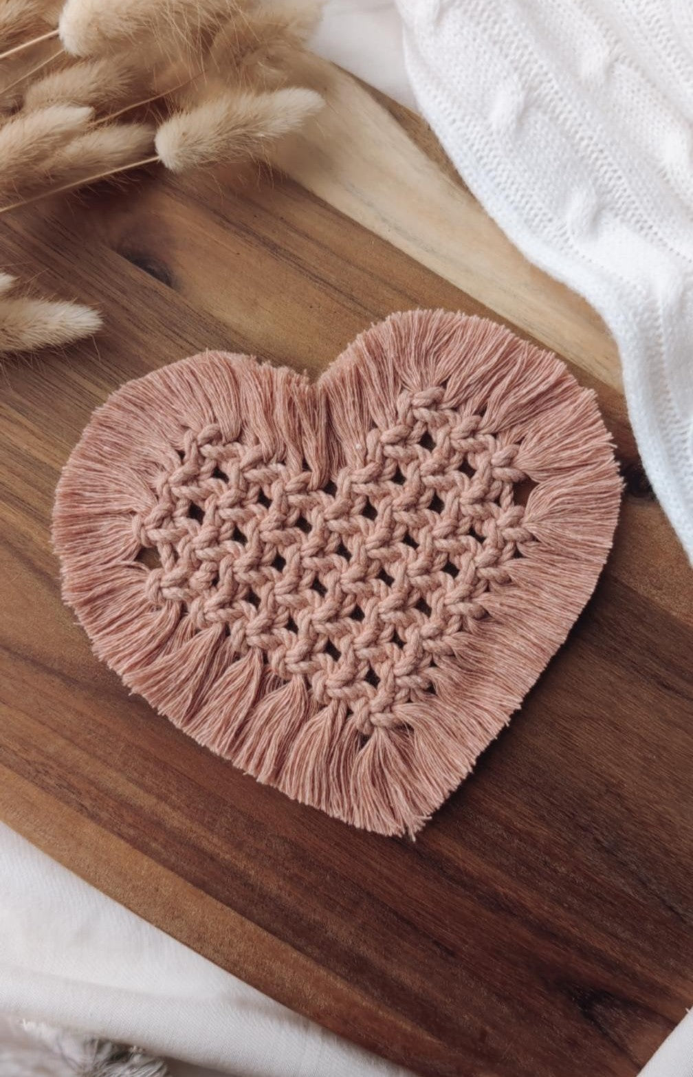 Macrame Heart Mug Coasters, Candle & Plant Pot Mats