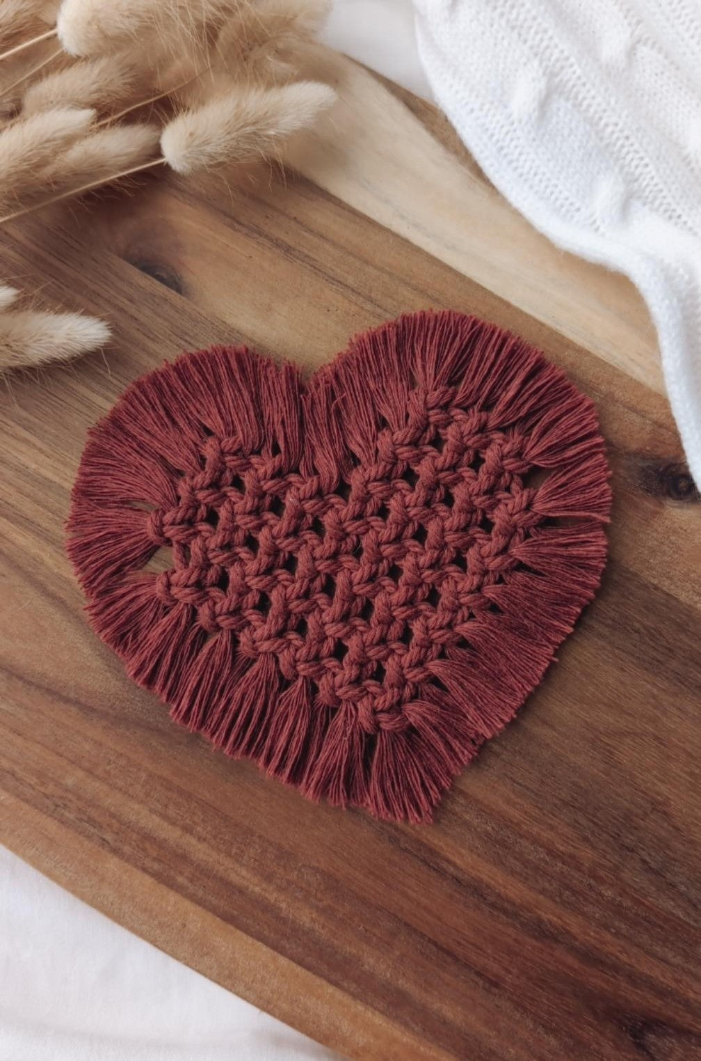 Macrame Heart Mug Coasters, Candle & Plant Pot Mats