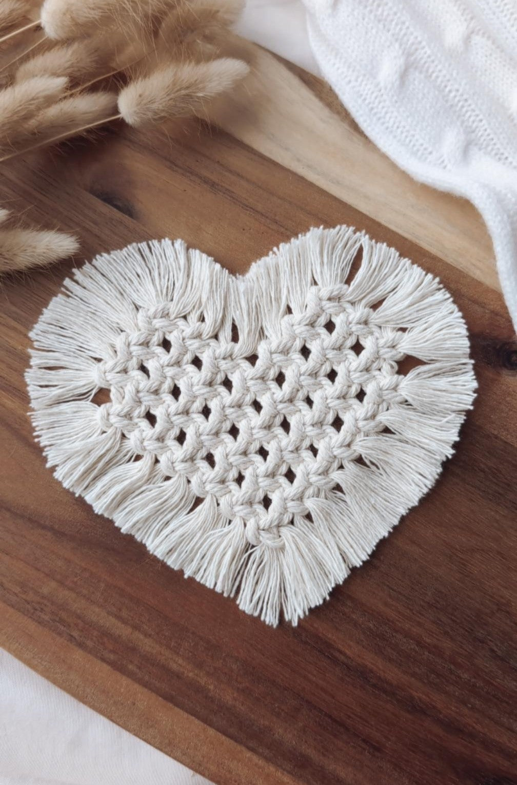 Macrame Heart Mug Coasters, Candle & Plant Pot Mats